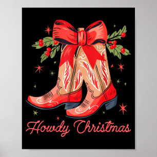 Poster Salue Western Noël Cowgirl Botte Coquette Arc