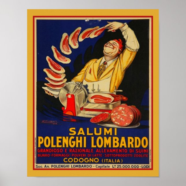 Poster Salumi Polenghi Lombardi par Mauzan (Devant)