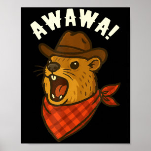Poster Salut Cowboy Rock Hyrax Awawa Western Drôle _1