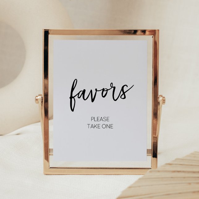Poster Salut minimaliste bébé Faveurs modernes (Boho White Minimalist Baby Shower Favors Sign)