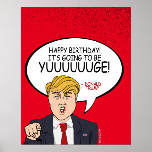 Poster Salutation de Donald Trump - Joyeux anniversaire -