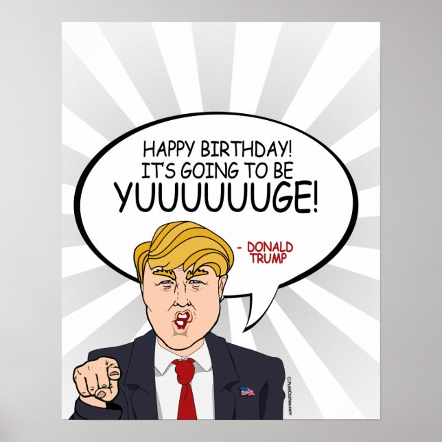 Poster Salutation de Donald Trump - Joyeux anniversaire - (Devant)
