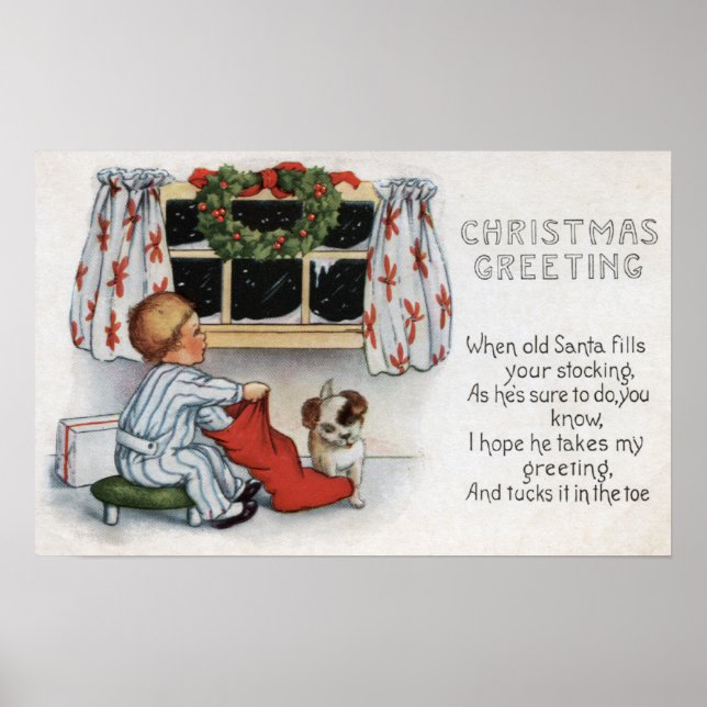 Poster Salutation de NoëlChien creuser dans l'encombremen (Devant)
