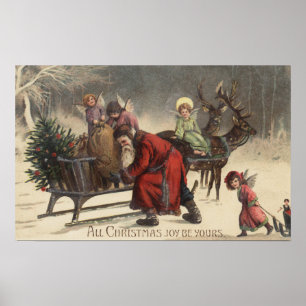 Poster Salutation de NoëlSanta et Sleigh