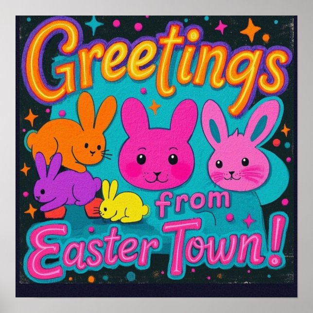 Poster Salutation De Pâques Des Bunnies (Devant)