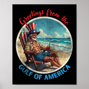Poster Salutation Du Golfe De L'Amérique Trump Patrio