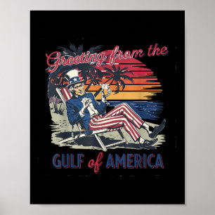 Poster Salutation Du Golfe De L'Amérique Trump Patrio
