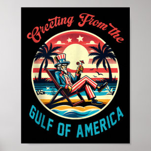Poster Salutation Du Golfe De L'Amérique Trump Patrio