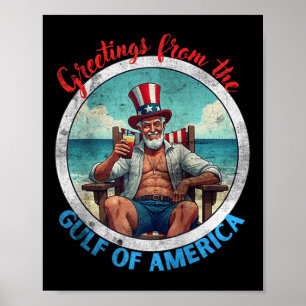 Poster Salutation Du Golfe De L'Amérique Trump Patrio