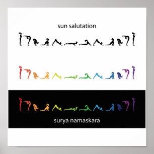 Poster salutation soleil chakra système yoga yogi zen aur
