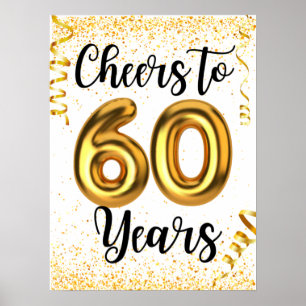 Poster Salutations à 60 ans Elégant Gold Foil Anniversair