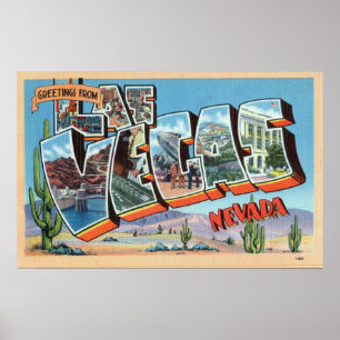 Poster Salutations colorées Vintages de Las Vegas Nevada