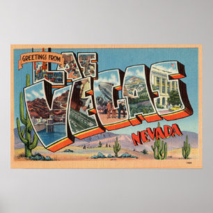 Poster Salutations colorées vintages de Las Vegas Nevada