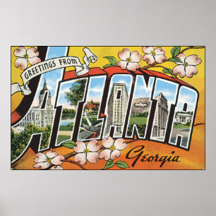 Poster Salutations De Atlanta Georgia, Vintage