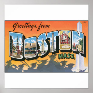 Poster Salutations De Boston Mass, Vintage