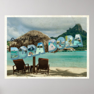 Poster Salutations de carte vintage de Bora Bora