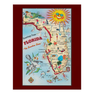 Poster Salutations de Floride, carte vintage,