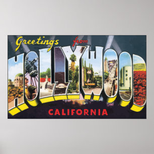 Poster Salutations de Hollywood la Californie, cru