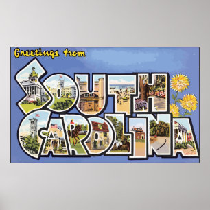 Poster Salutations De La Caroline Du Sud, Vintage