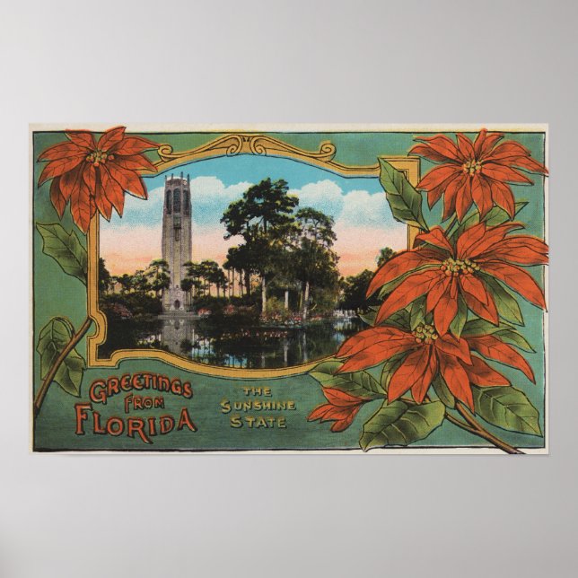 Poster Salutations de la Floride l'Etat Sunshine (Devant)