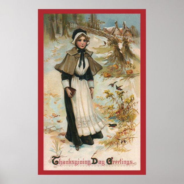 Poster Salutations de la journée d'action de grâces avec  (Devant)