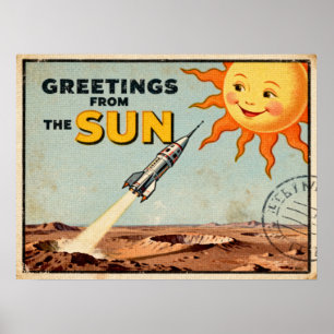 Poster Salutations de l'affiche Sun Retro Sci-Fi