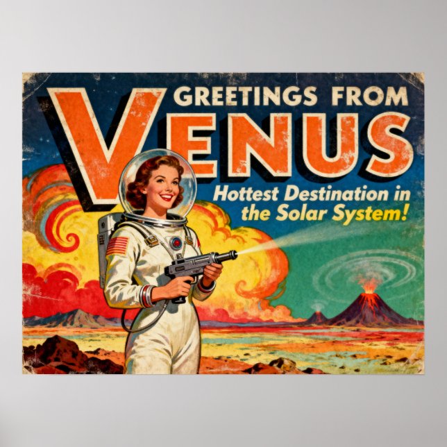 Poster Salutations de l'affiche Vénus Retro Sci-Fi (Devant)
