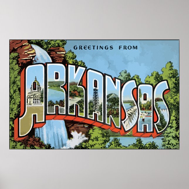 Poster Salutations De L'Arkansas, Vintage (Devant)