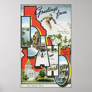 Poster Salutations De L'Idaho, Vintage