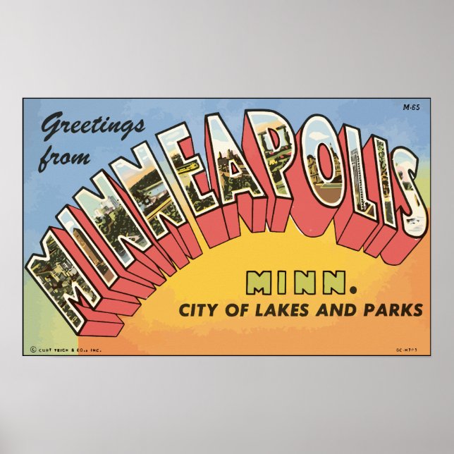 Poster Salutations De Minneapolis Minn., Vintage (Devant)