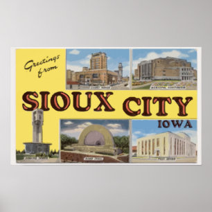 Poster Salutations De Sioux City Iowa, Vintage