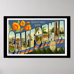 Poster Salutations d'impression vintage Californie