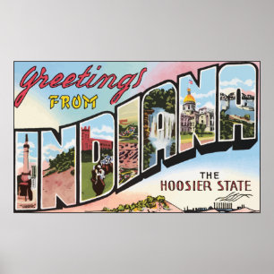 Poster Salutations d'Indiana l'état de Hoosier, cru