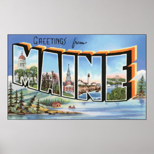 Poster Salutations Du Maine, Vintage