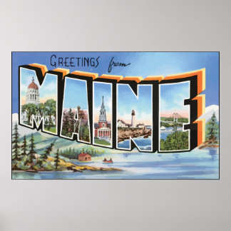 Poster Salutations Du Maine, Vintage
