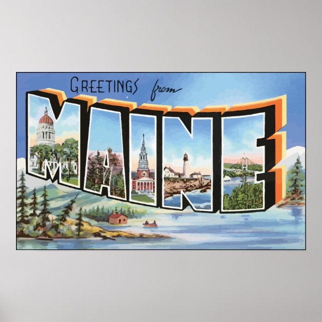 Poster Salutations Du Maine, Vintage (Devant)