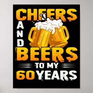 Poster Salutations Et Bières À Mes 60 Ans 60e Anniversair