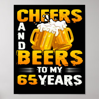 Poster Salutations Et Bières À Mes 65 Ans 65E Cadeau
