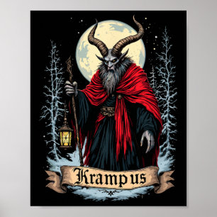 Poster Salutations vintage de Krampus veille de Noël enfa