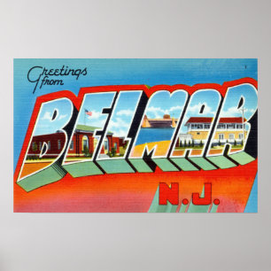 Poster Salutations vintages de Belmar New Jersey Travel