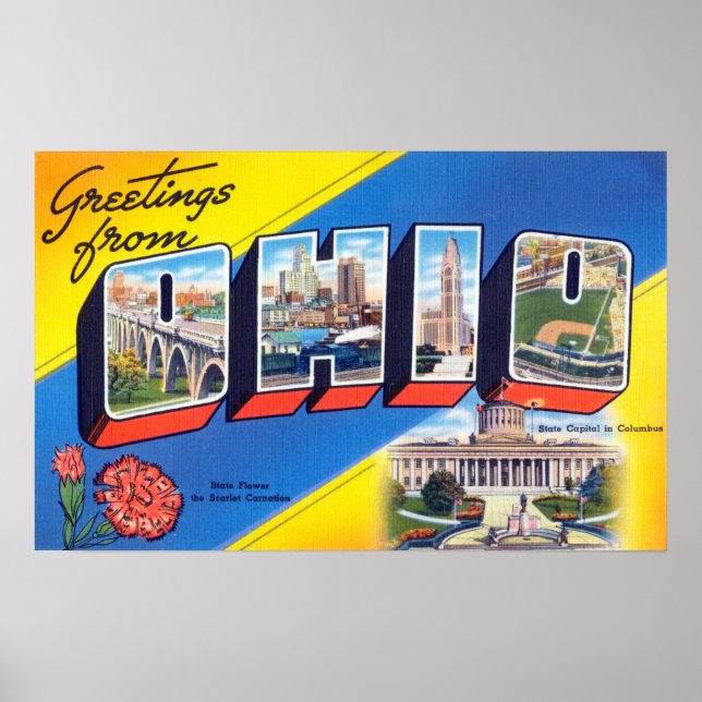 Poster Salutations vintages De Ohio Travel (Devant)