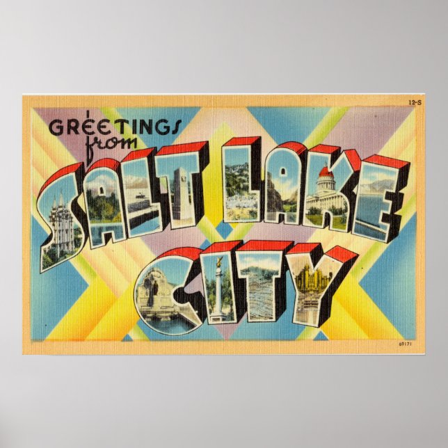 Poster Salutations vintages De Salt Lake City Utah (Devant)
