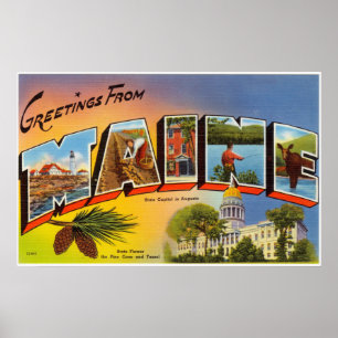 Poster Salutations vintages et colorées du Maine