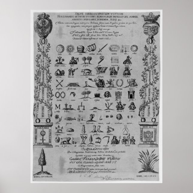 Poster Salve Hiéroglyphicum Votivum Symboles latins Anagr (Devant)