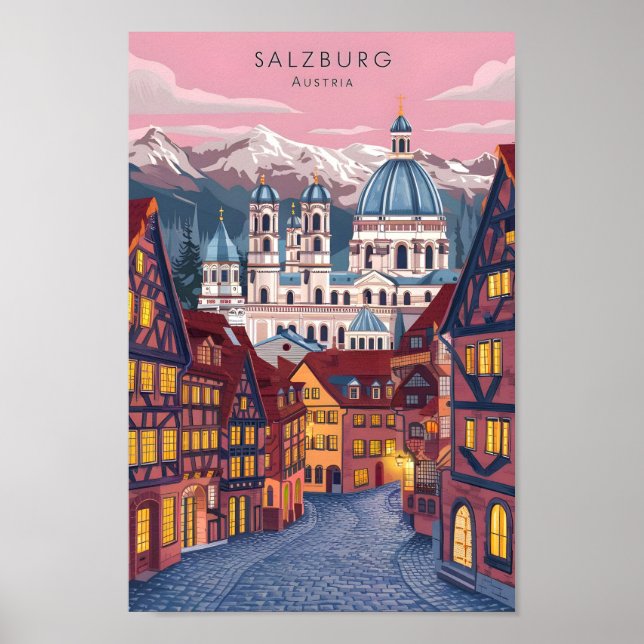 Poster Salzbourg Autriche Lieu de voyage célèbre (Devant)