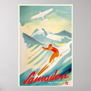 Poster Samaden Suisse Suisse Alpes suisses Vintage
