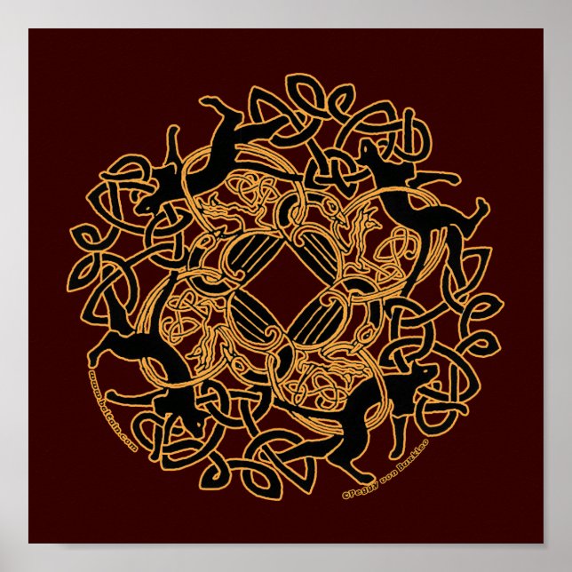 Poster Samhain Cats Celtic Art Prints (Devant)