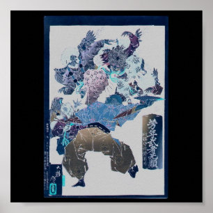 Poster Samouraï attaqué par Tengu, vers 1883