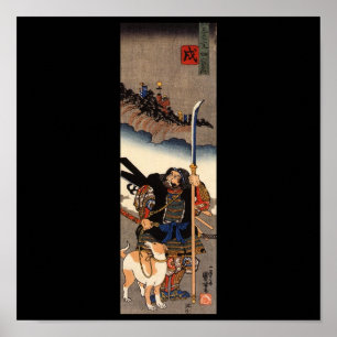 Poster Samouraï avec son chien, vers les années 1800