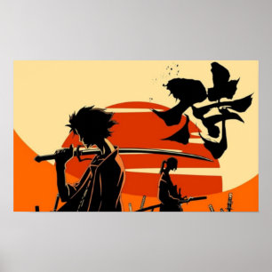 Poster Samouraï du coucher de soleil Vin